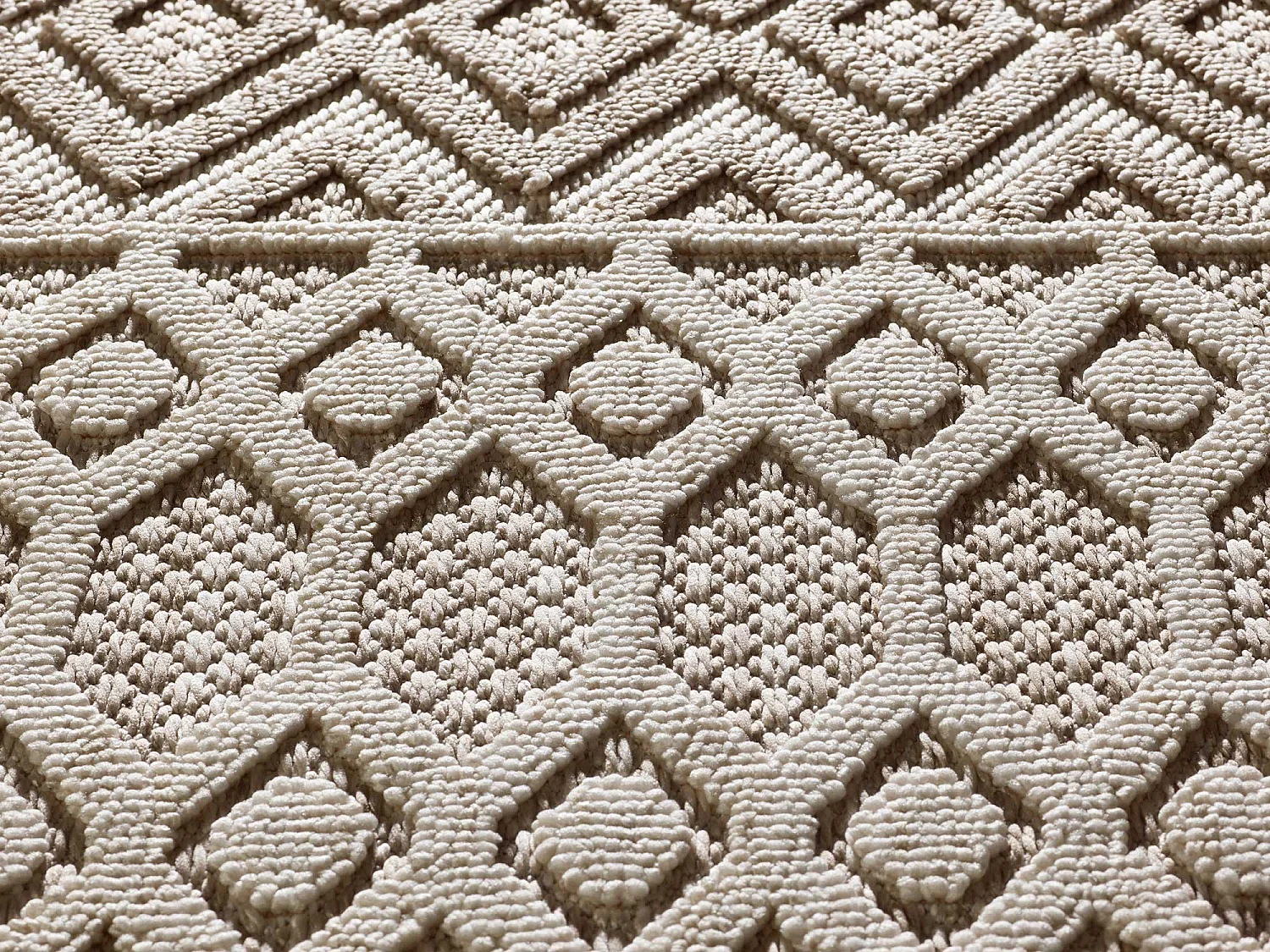 Kurzflorteppiche - ethnisch mit relief - beige - 77x150 cm - ELEMENT