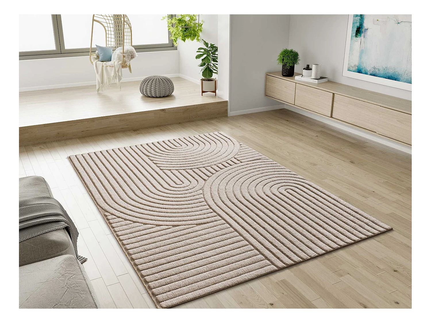 Tapis intérieur - scandinave avec relief - blanc - 160 x 230 cm - DIENA