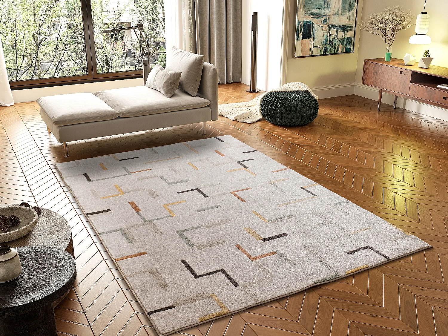 Kurzflorteppiche - geometrisch - mehrfarbig - 80x150 cm - DOMUS