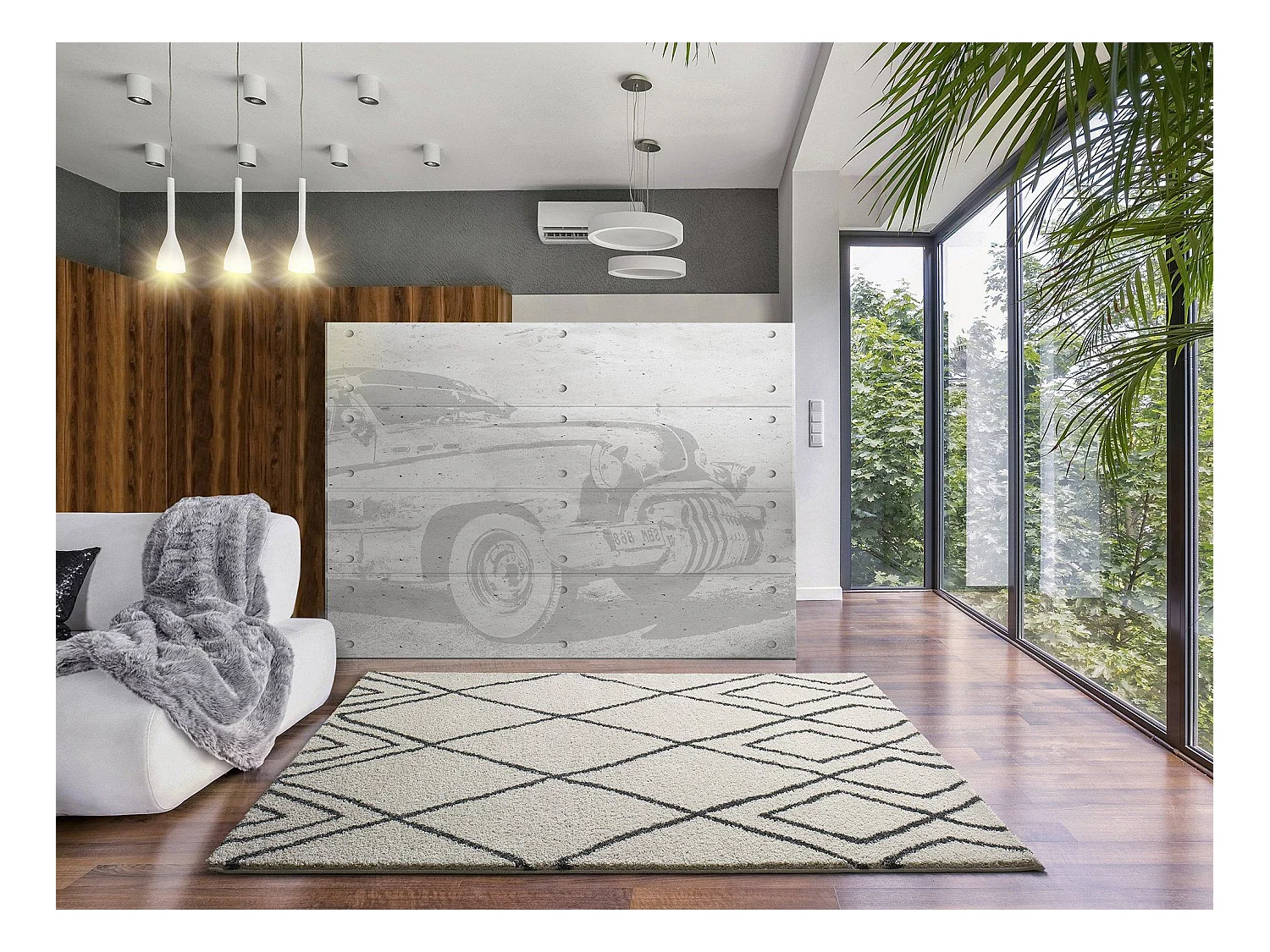 Hoogpolig tapijt - shaggy etnisch - wit - 80x150 cm - ATLAS