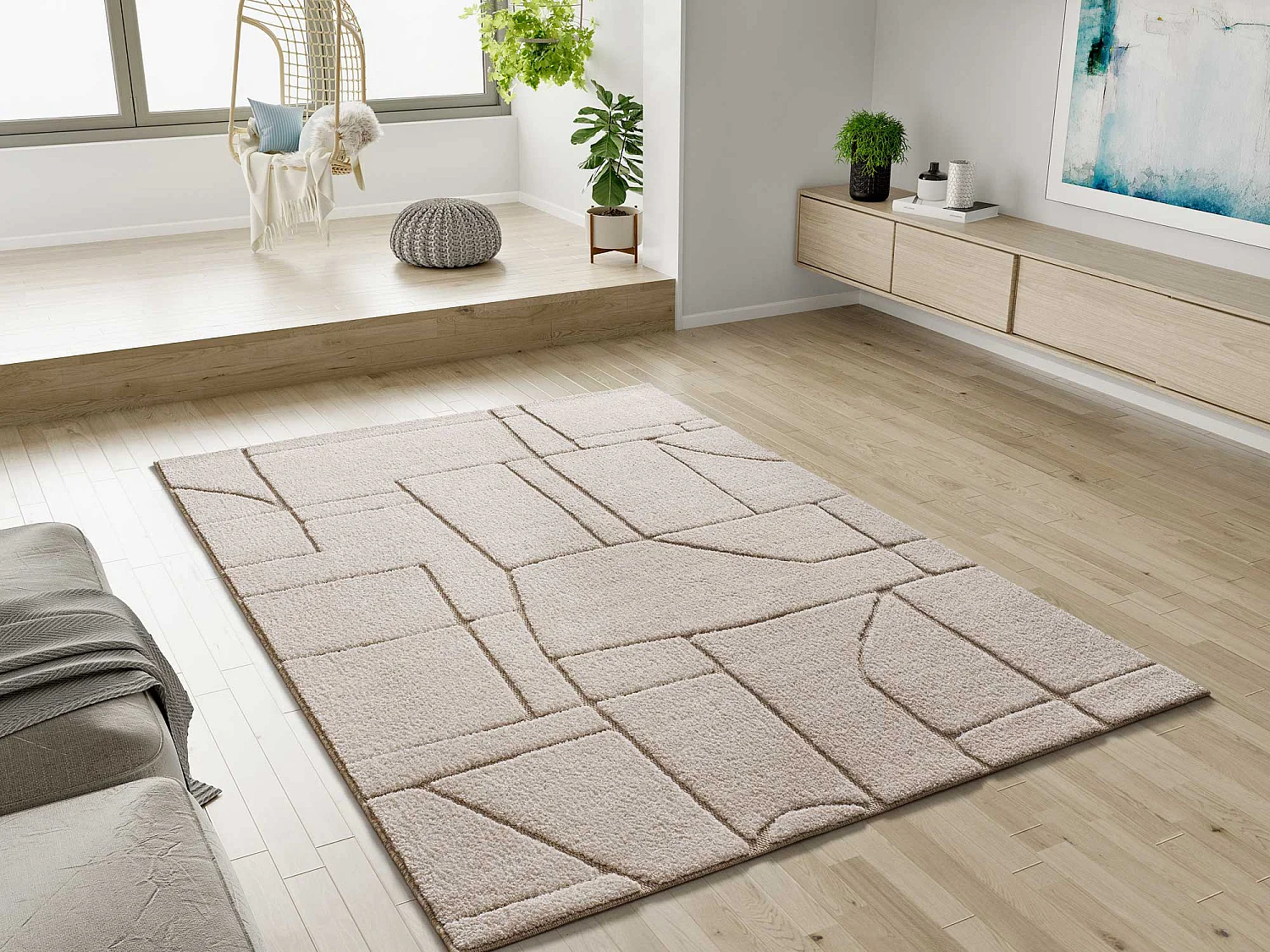 Kurzflorteppiche - Skandinavisch mit relief - weiß - 80x150 cm - DIENA