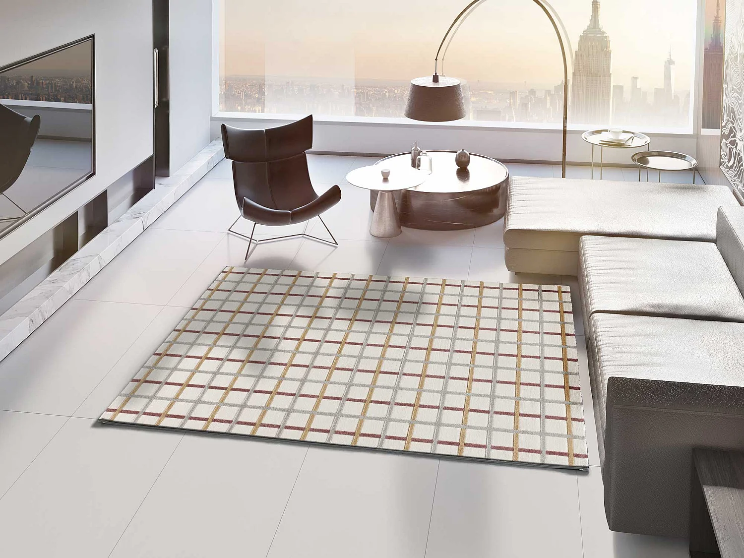 Tapis intérieur - géometrique avec relief - multicolore - 80 x 150 cm - KARISMA