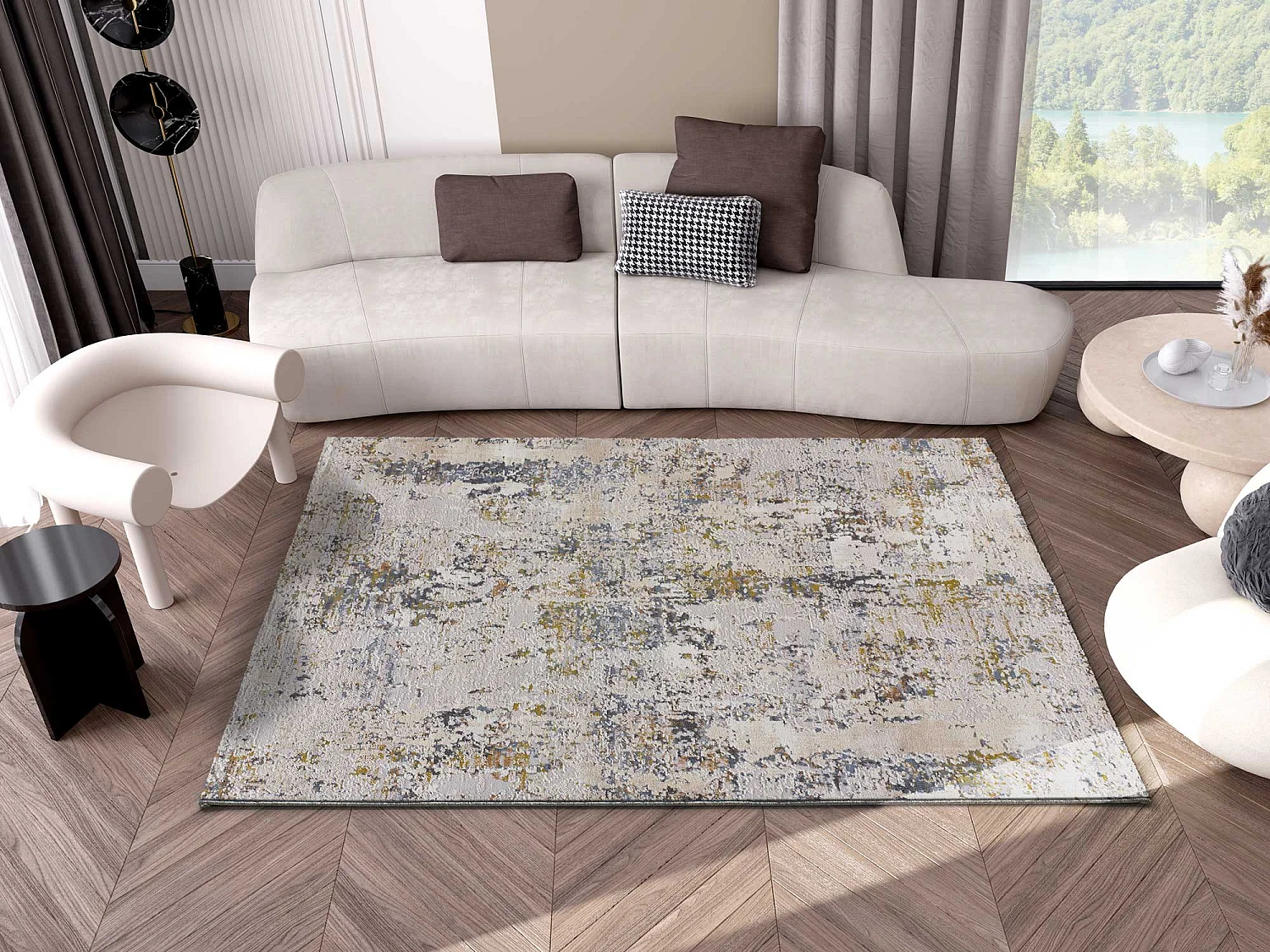 Laagpolig tapijt - abstract - veelkleurig - 134x200 cm - SPRINGS