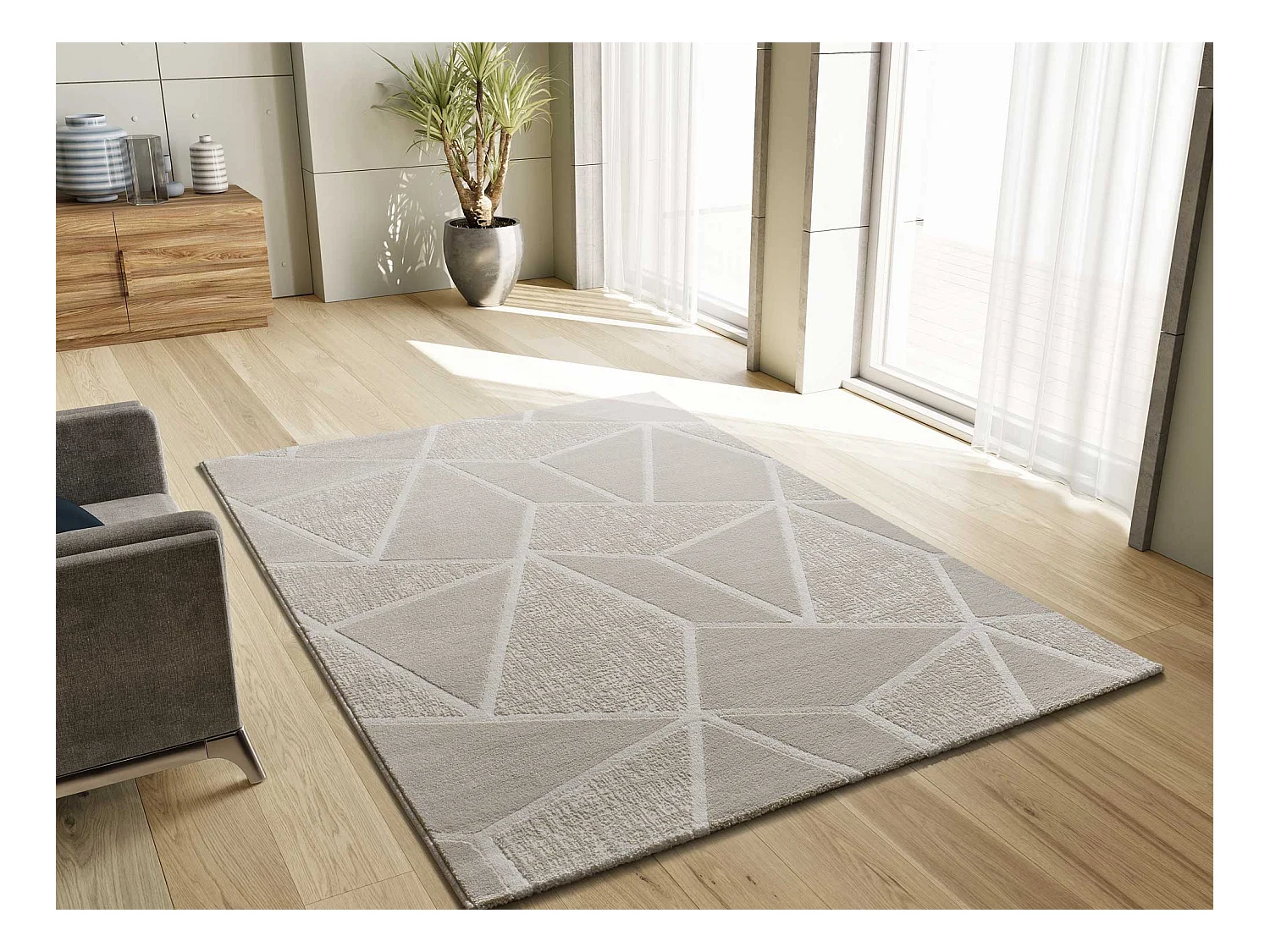 Tapis intérieur - géométrique - blanc - 160 x 230 cm - SENSATION