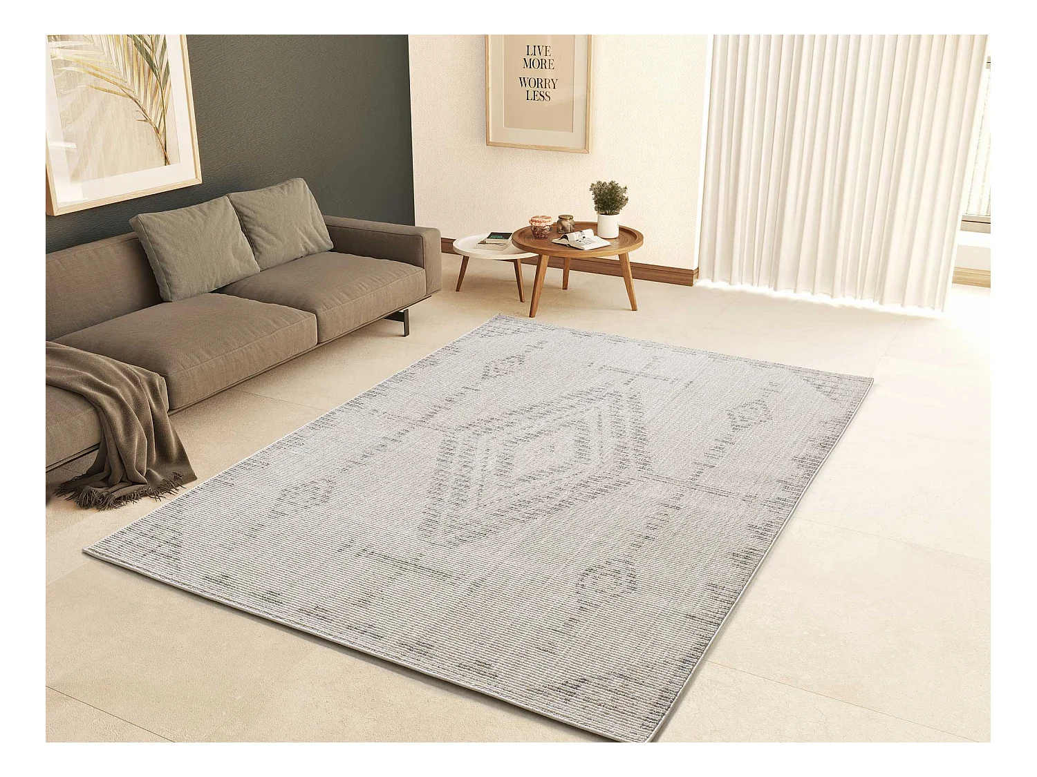 Tapis intérieur - ethnique avec relief - beige - 77 x 150 cm - ELEMENT