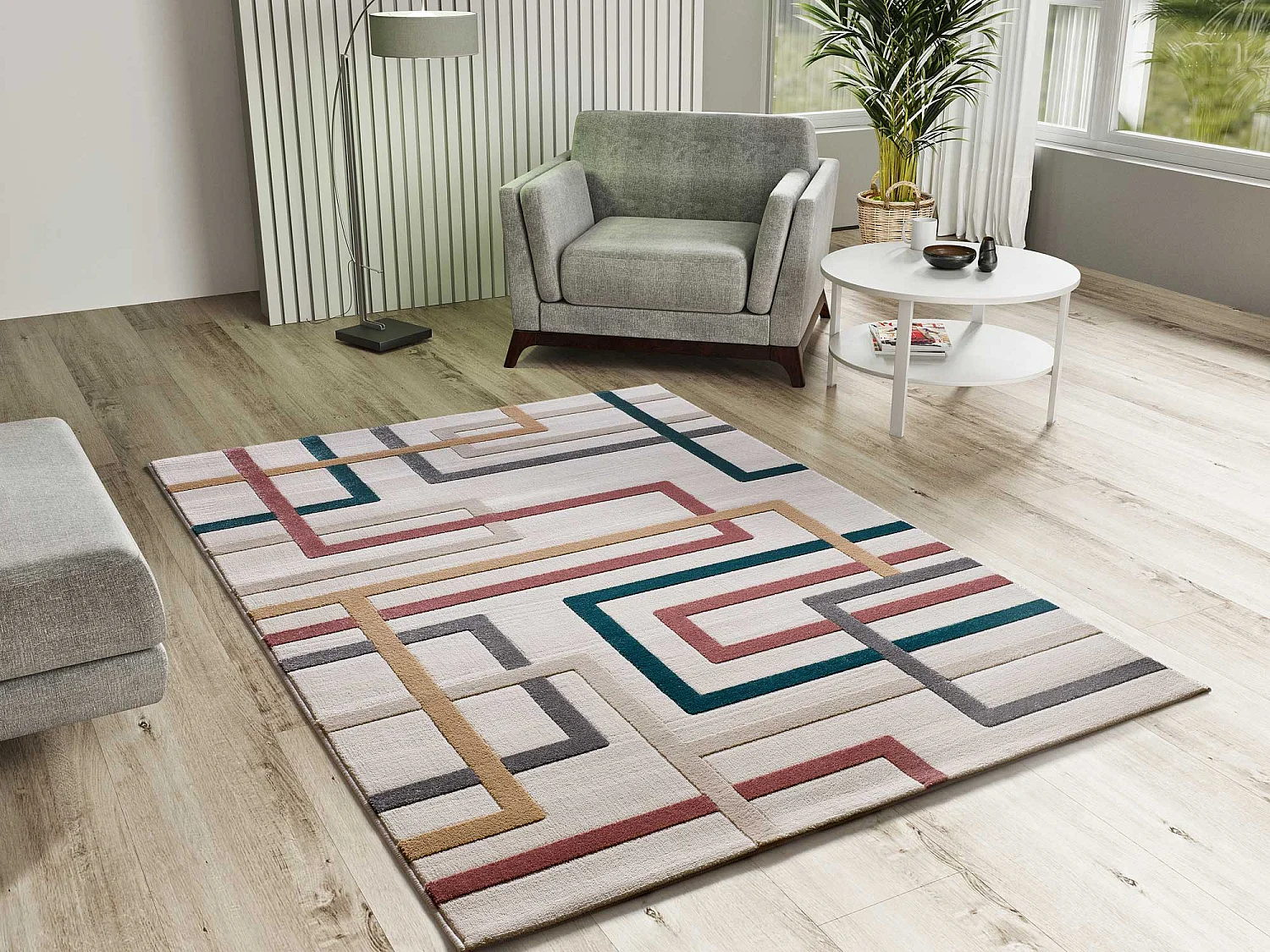 Alfombra interior  - geométrico con relieve - multicolor - 80 x 150 cm - KARISMA