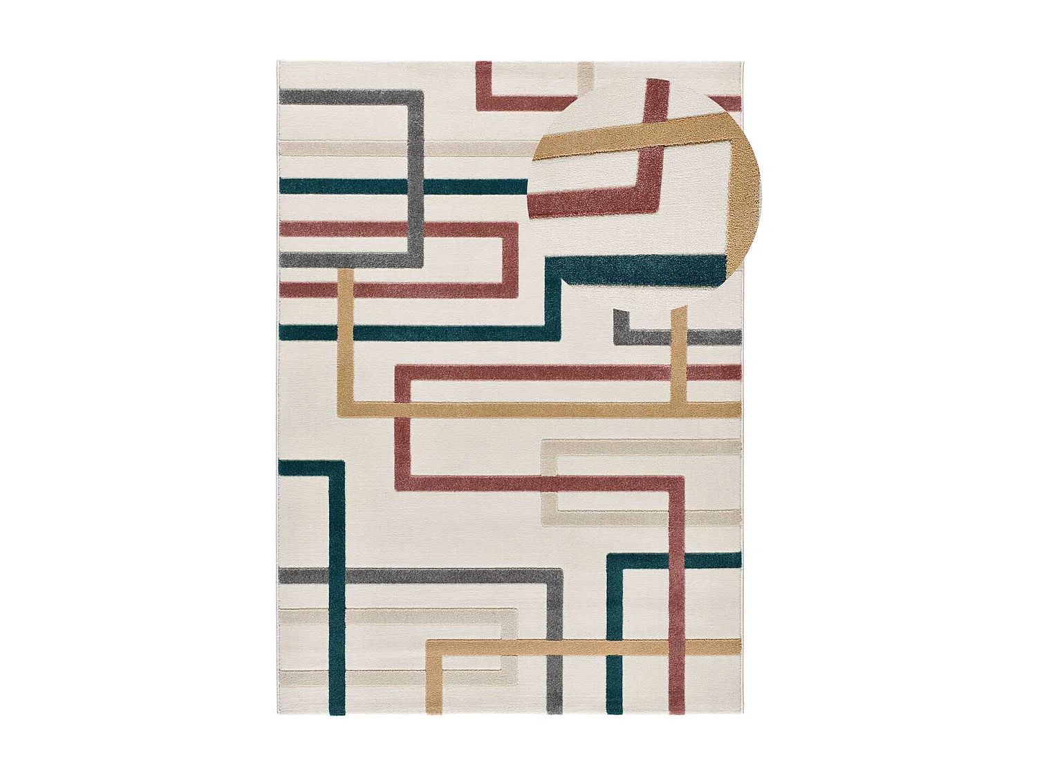 Laagpolig tapijt - geometrisch met reliëf - veelkleurig - 80x150 cm - KARISMA