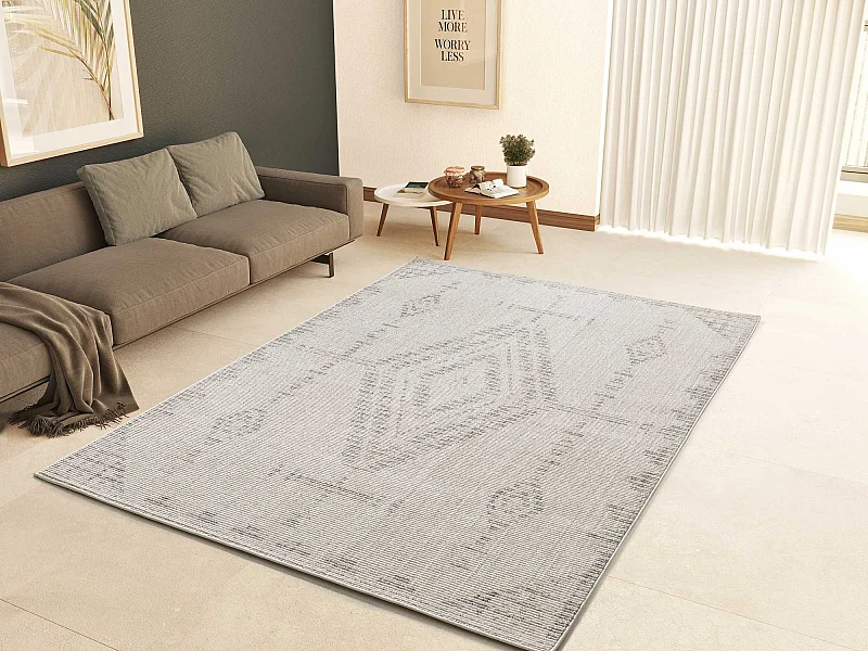Kurzflorteppiche - ethnisch mit relief - beige - 134x200 cm - ELEMENT