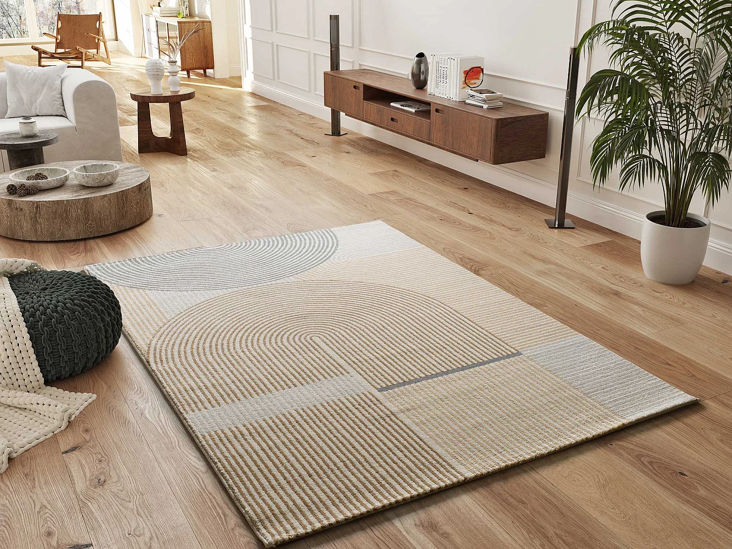 Tapis intérieur - géométrique - beige - 140 x 200 cm - GARDEN