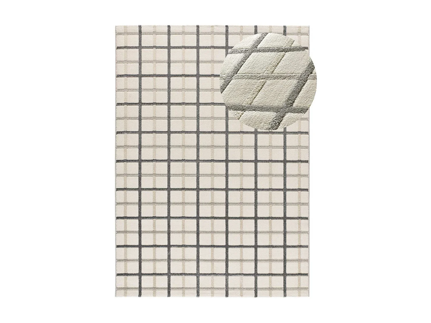 Tapis intérieur - géometrique avec relief - gris - 133 x 190 cm - KARISMA