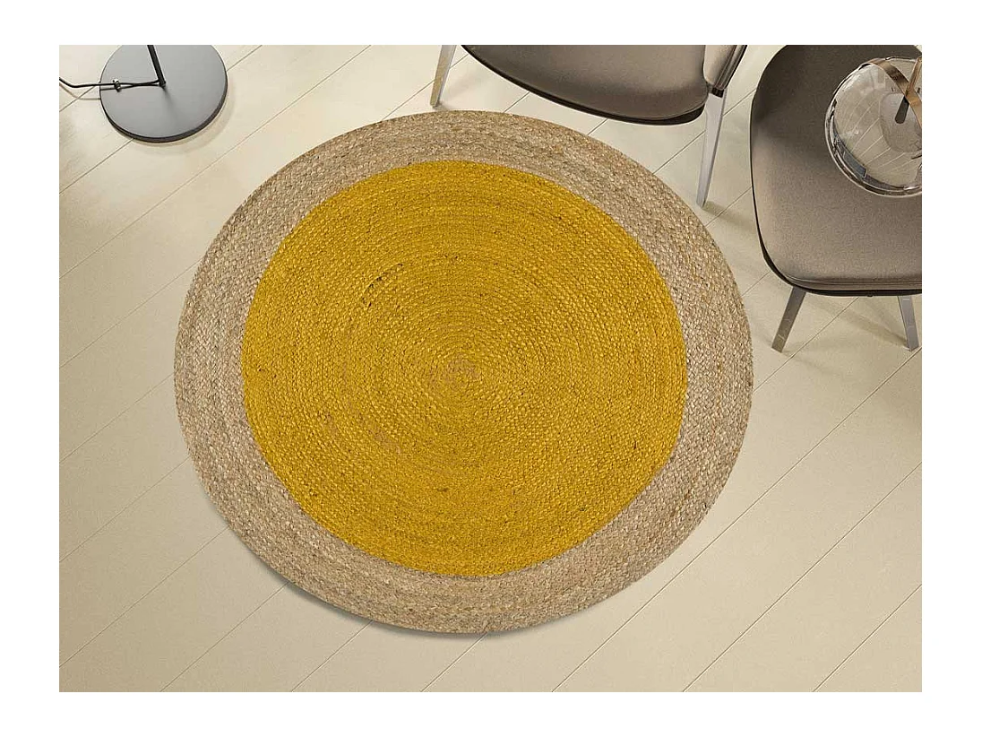 Tapis intérieur rond - naturel - moutarde - diam.120 cm - MAHON