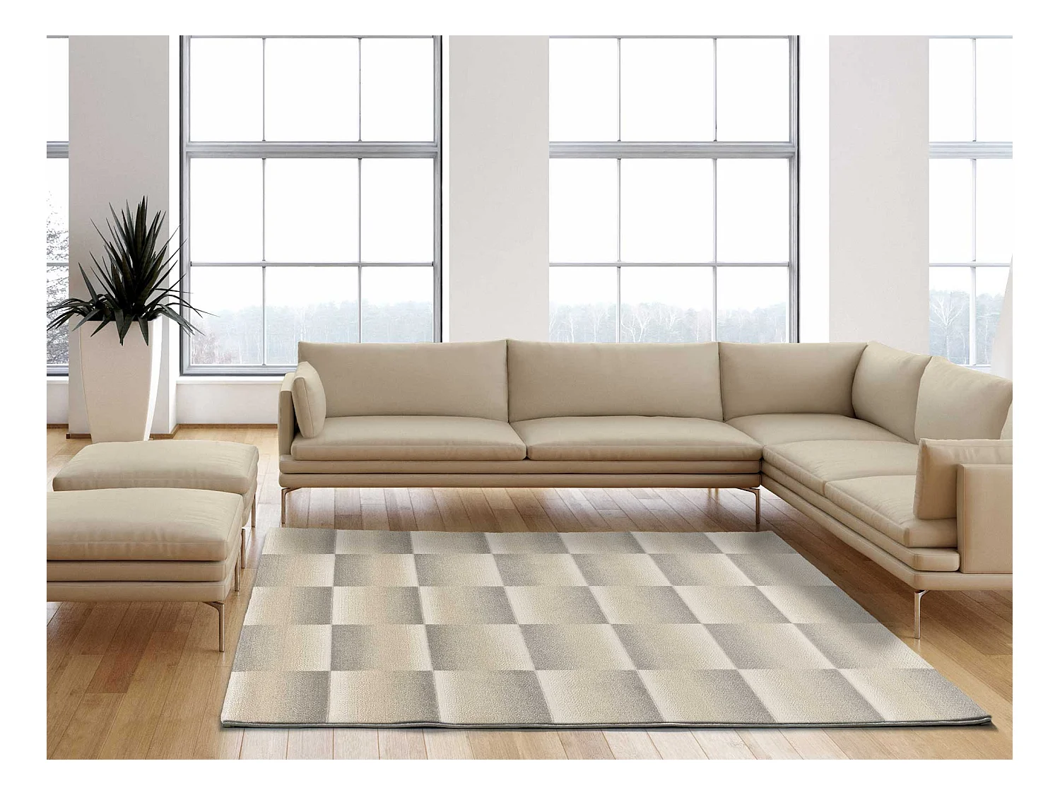 Tapis intérieur - géométrique - argent - 133 x 190 cm - SENSATION