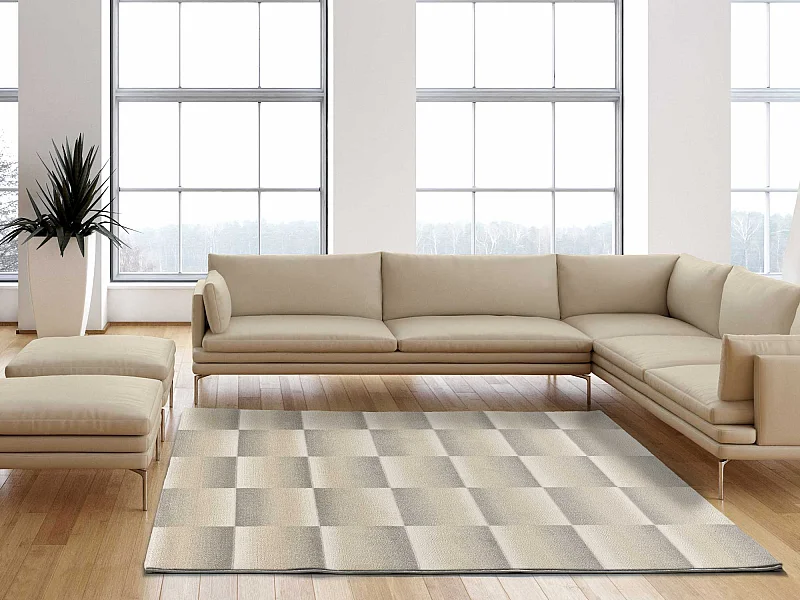 Alfombra interior  - geométrico - plata - 80 x 150 cm - SENSATION