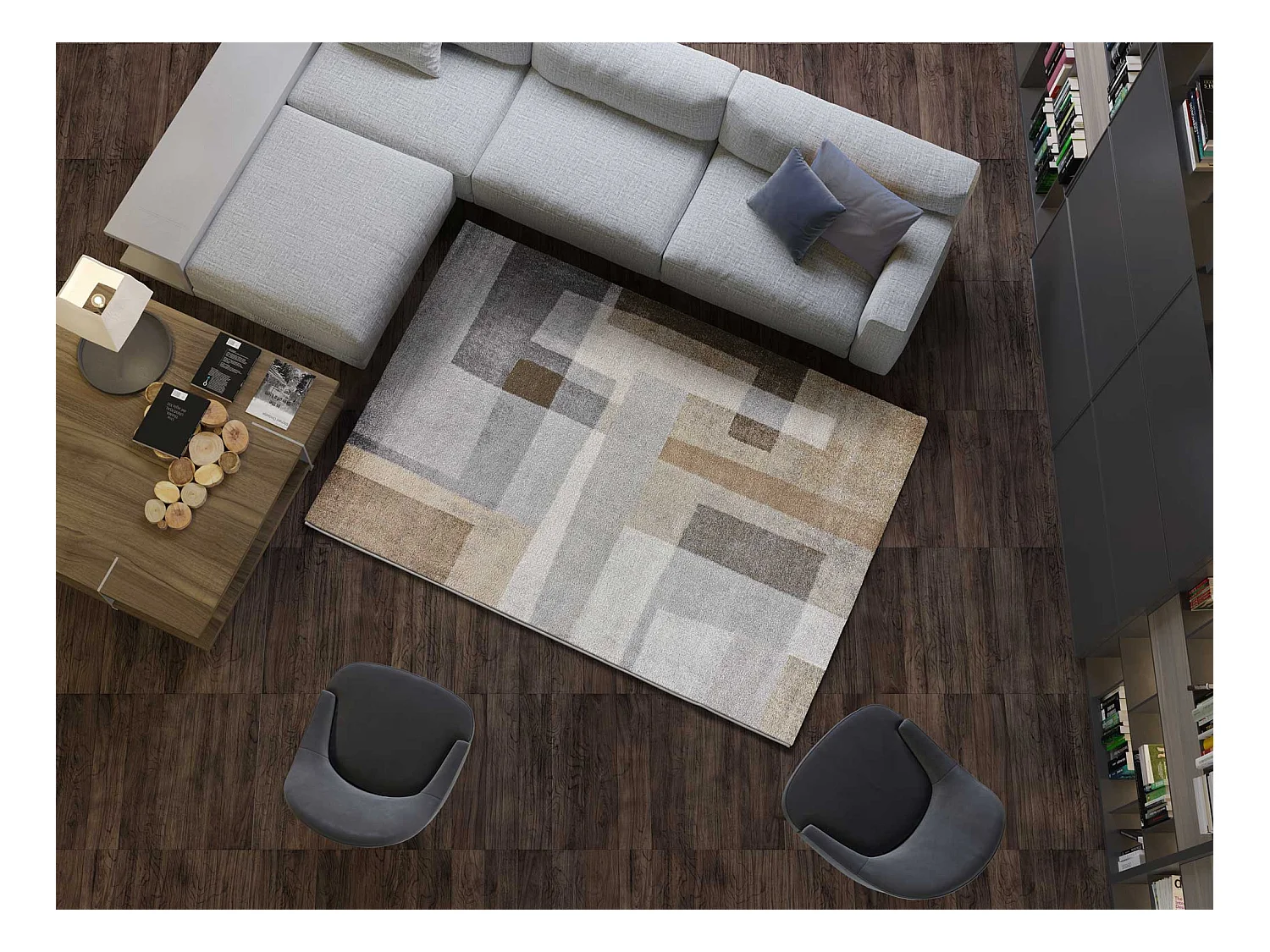 Laagpolig tapijt - geometrisch - beige - 140x200 cm - AYDIN