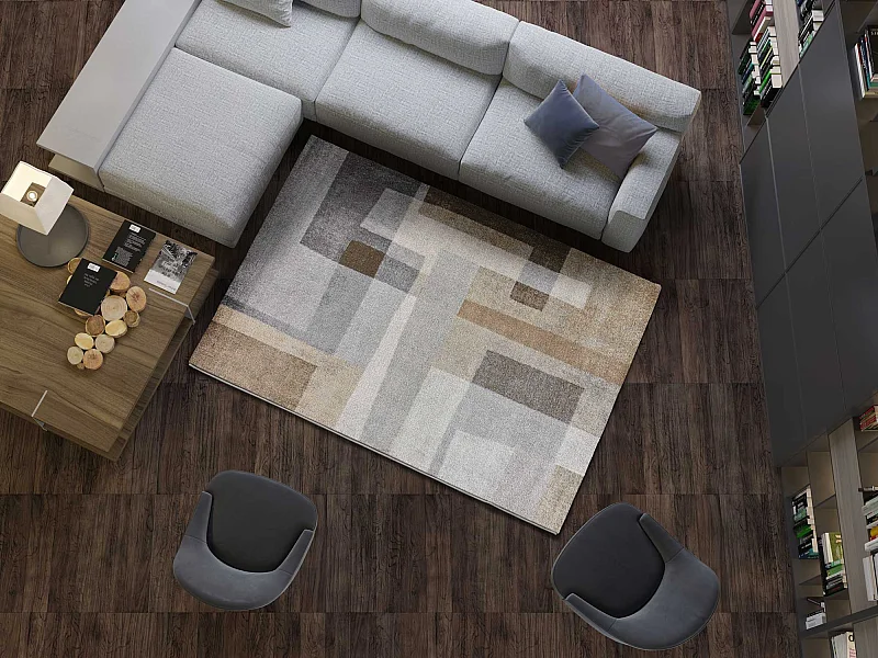 Alfombra interior  - geométrico - beige - 140 x 200 cm - AYDIN