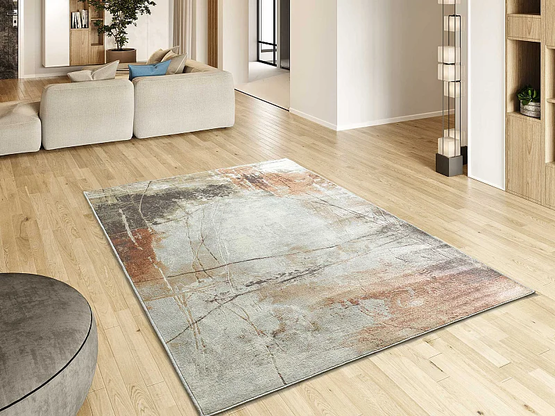 Laagpolig tapijt - abstract - roestbruin - 135x195 cm - BLEIK