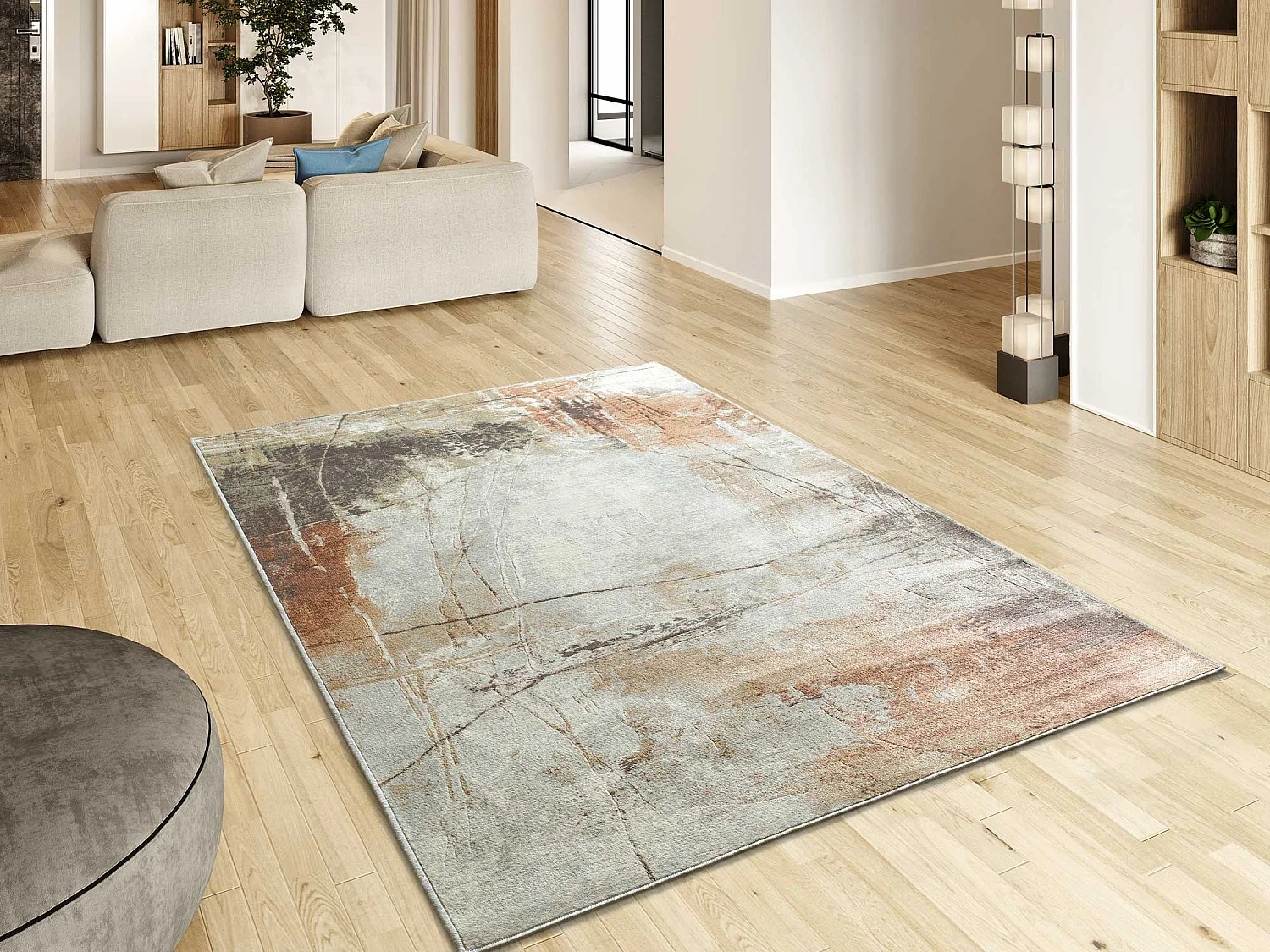 Tapis intérieur - abstrait -  rouille - 135 x 195 cm - BLEIK