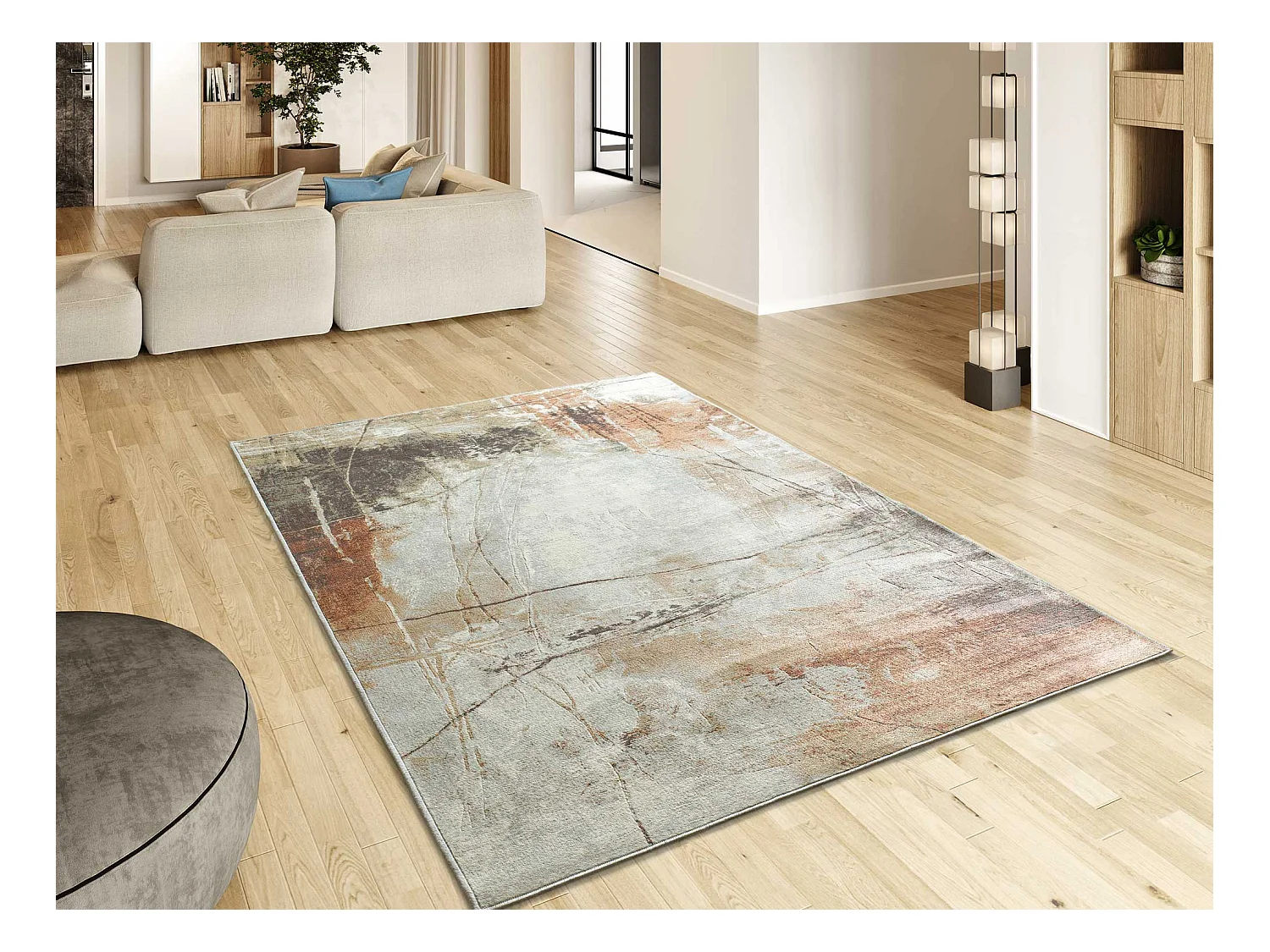 Tapis intérieur - abstrait -  rouille - 135 x 195 cm - BLEIK
