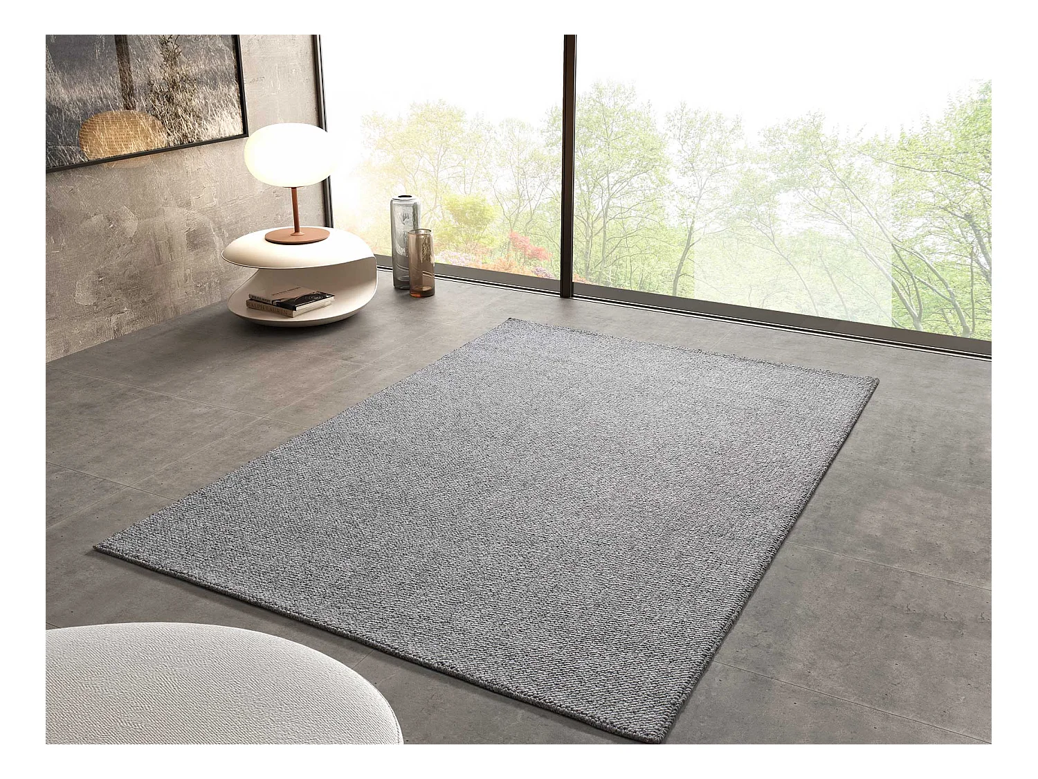 Kurzflorteppich - Einfarbiger - silber - 80x150 cm - PETRA