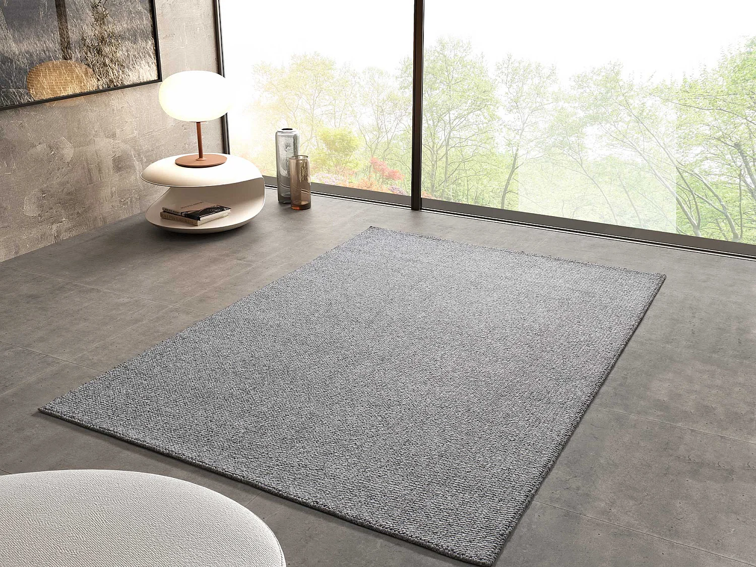 Tapis intérieur - uni - argent - 80 x 150 cm - PETRA