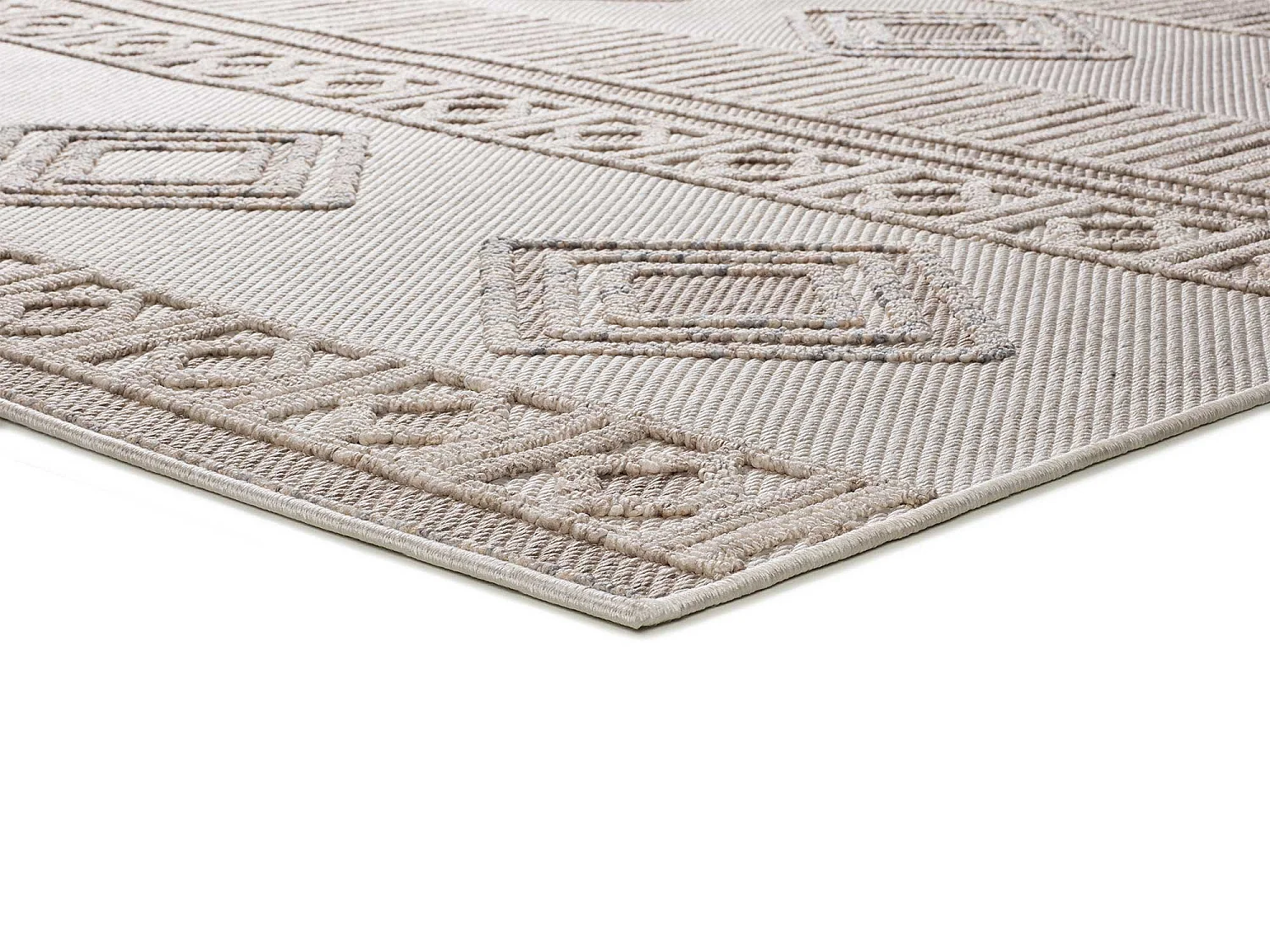 Tapis intérieur - ethnique avec relief - beige - 134 x 200 cm - ELEMENT