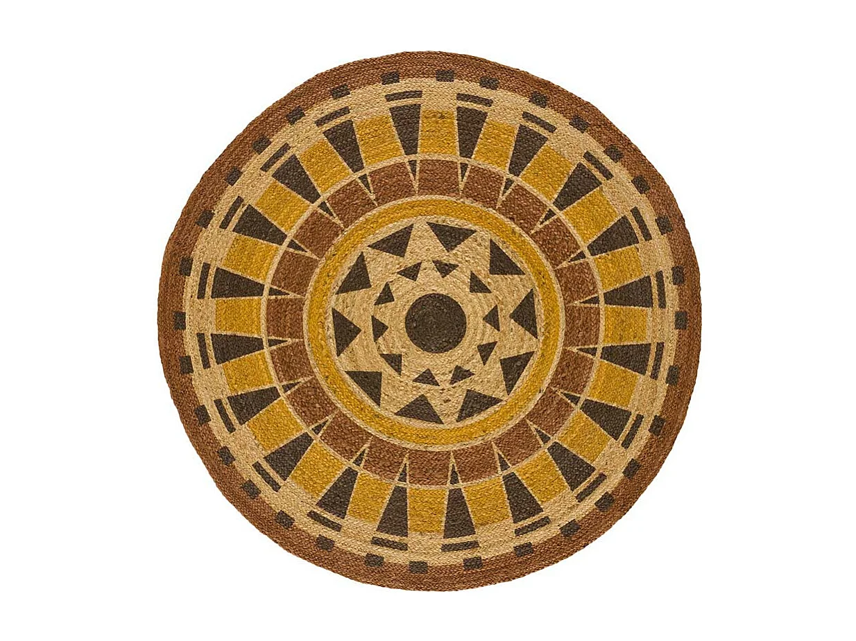 Tapis intérieur rond - ethnique - multicolore - diam.90 cm - TONGA