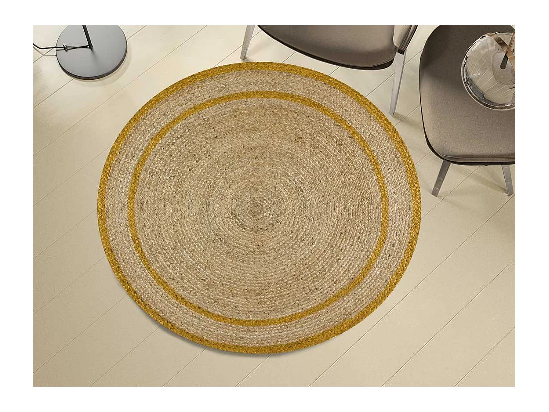 Tapis intérieur rond - naturel - moutarde - diam.90 cm - MAHON