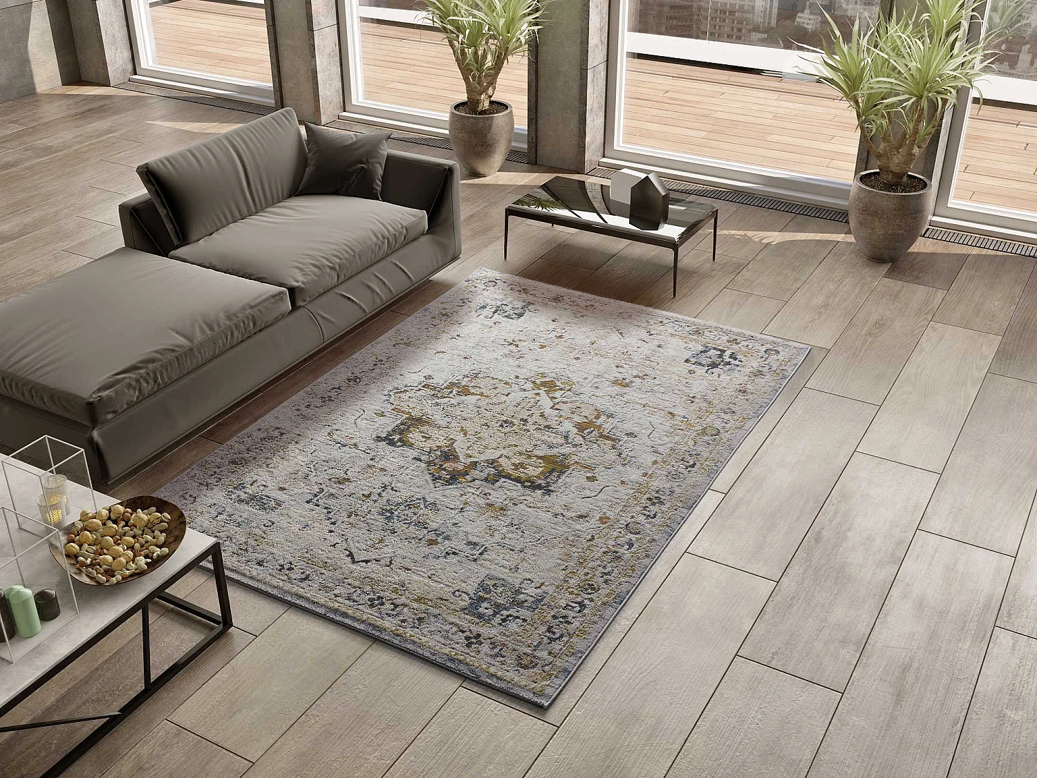 Kurzflorteppiche - vintage - mehrfarbig - 134x200 cm - SPRINGS