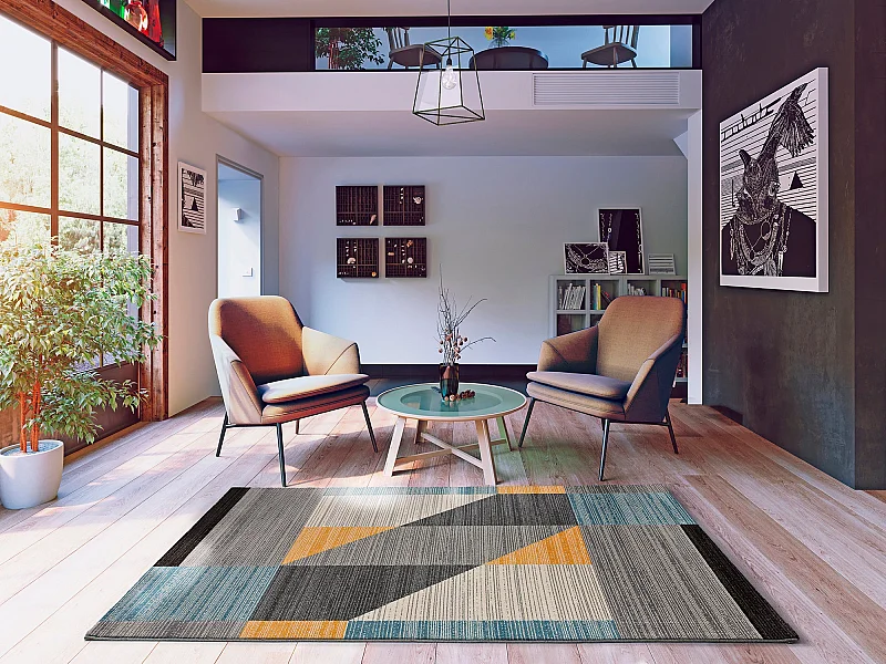 Tapis intérieur - géométrique - multicolore - 160 x 230 cm - MONIC