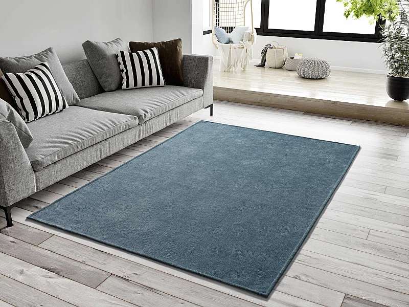 Tapis intérieur - uni - bleu - 60 x 120 cm - HARRIS