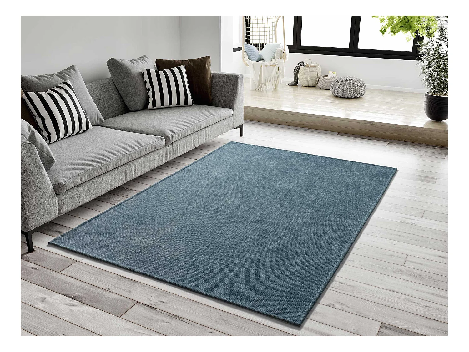 Laagpolig tapijt - glad - blauw - 60x120 cm - HARRIS