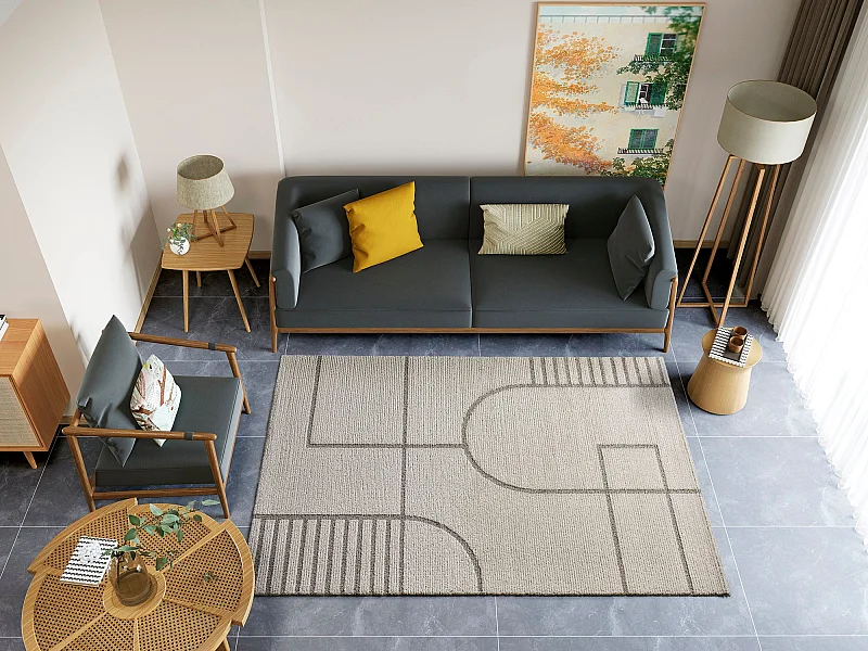 Tapis intérieur - scandinave - beige - 120 x 170 cm - SNOWY