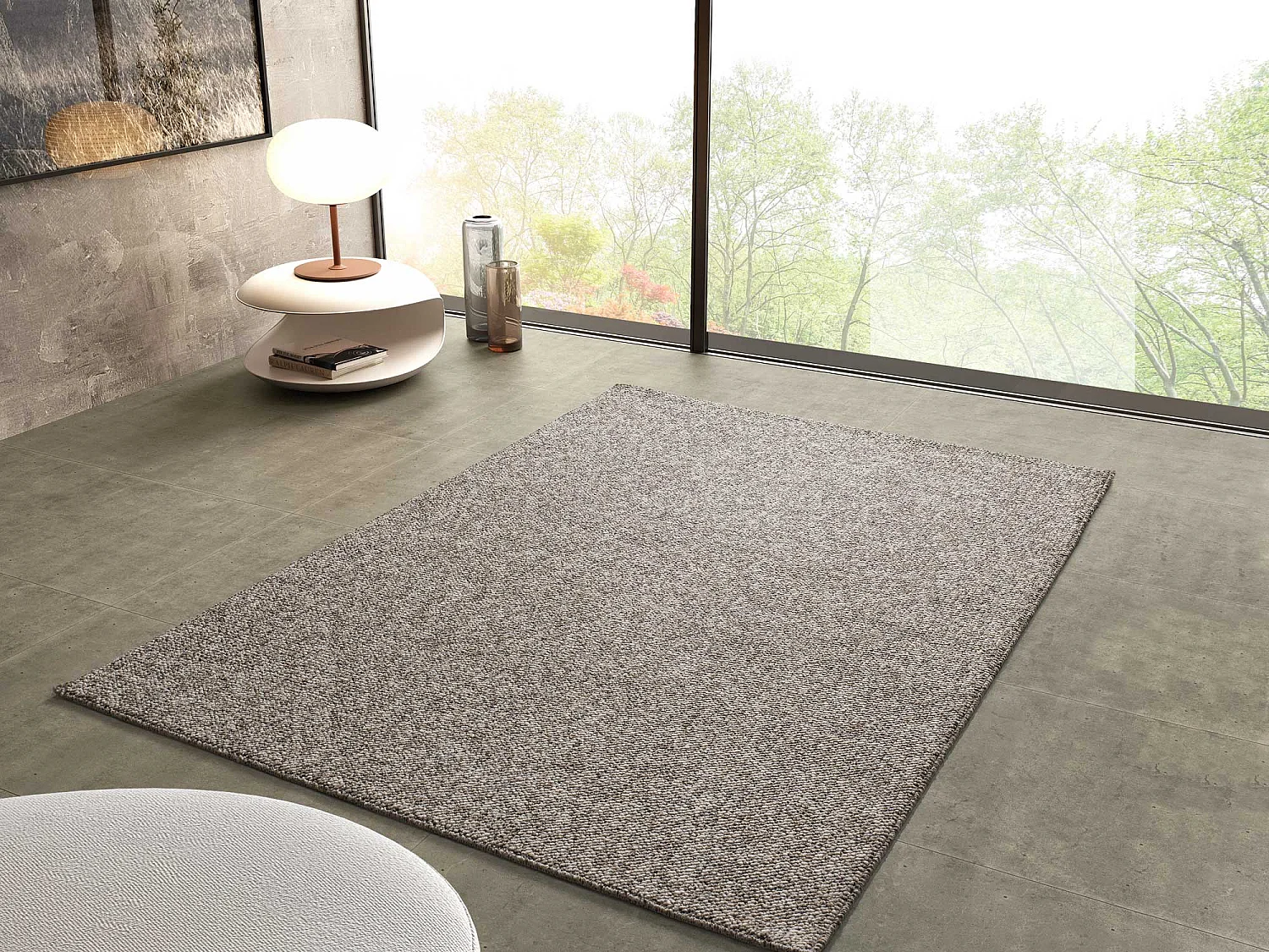 Tapis intérieur - uni - gris - 80 x 150 cm - PETRA