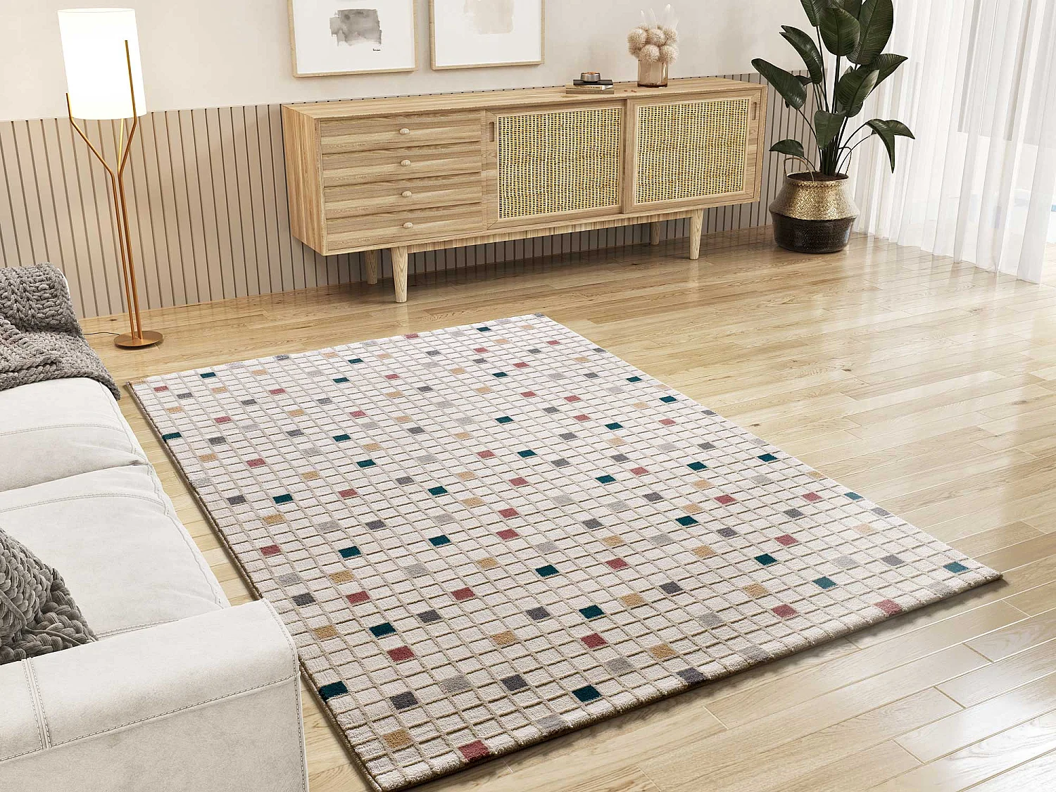 Kurzflorteppiche - geometrisch mit relief - mehrfarbig - 133x190 cm - KARISMA