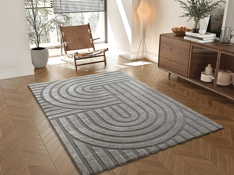 Tapis intérieur - scandinave - gris - 160 x 230 cm - SNOWY