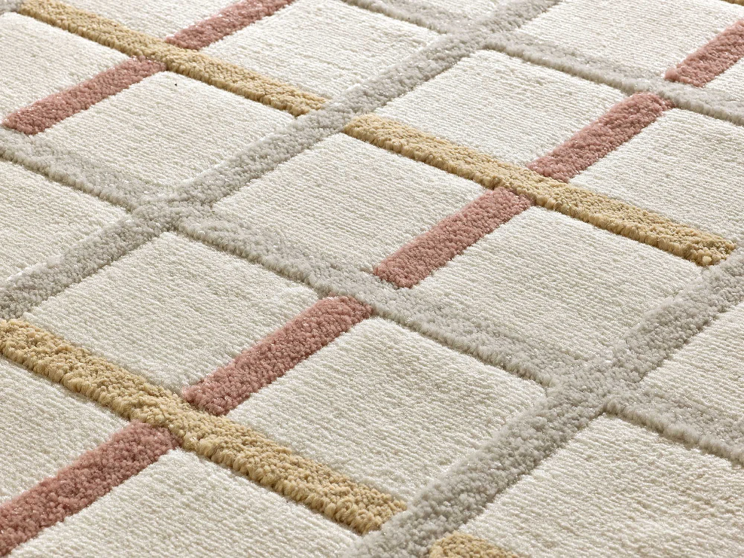 Tapis intérieur - géometrique avec relief - multicolore - 133 x 190 cm - KARISMA