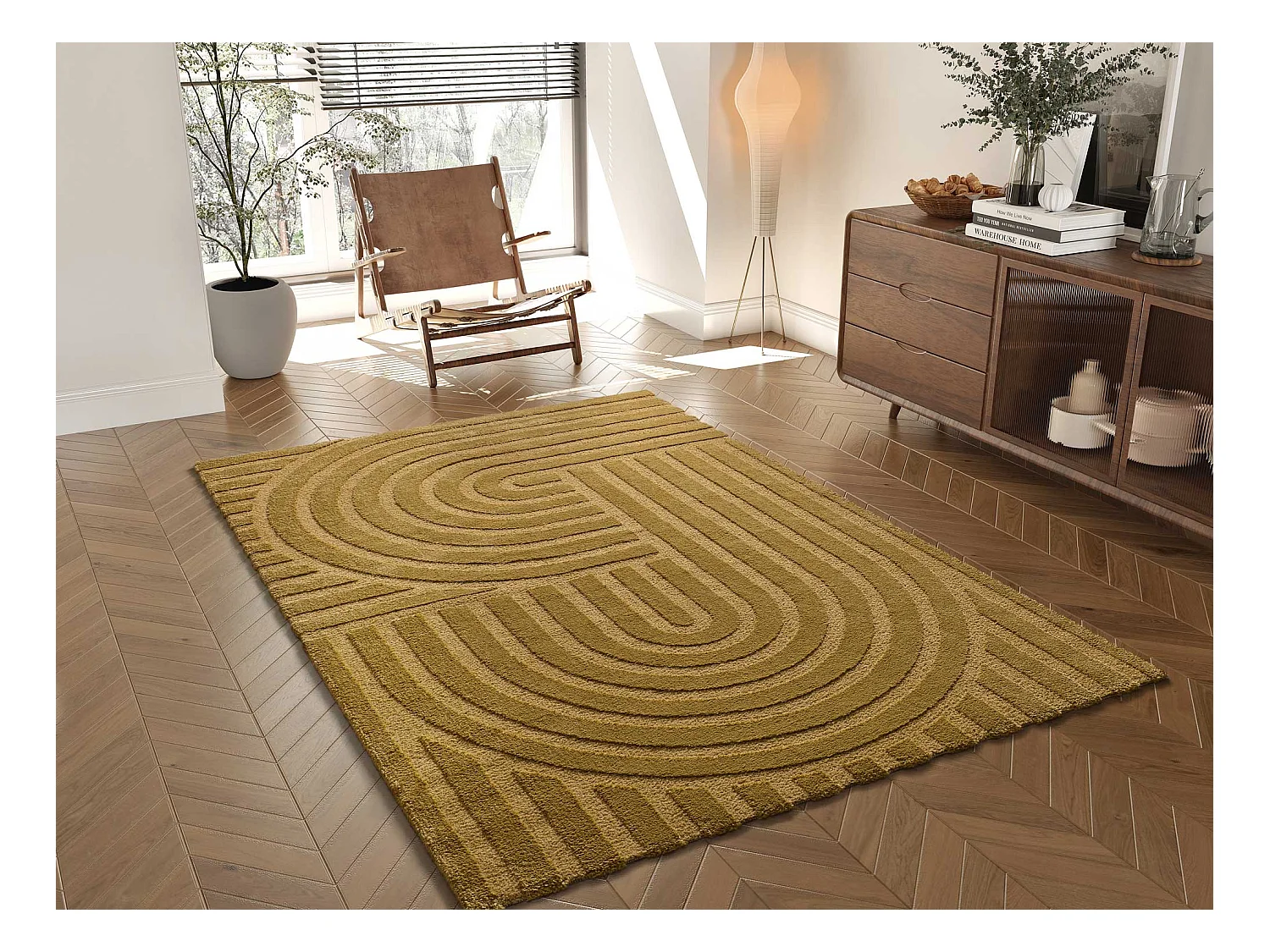 Tapis intérieur - scandinave - moutarde - 160 x 230 cm - SNOWY