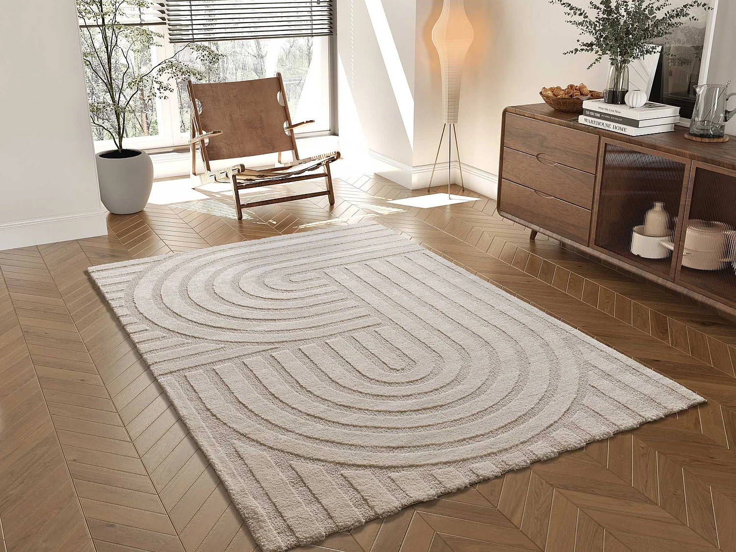 Tapis intérieur - scandinave - blanc - 80 x 150 cm - SNOWY