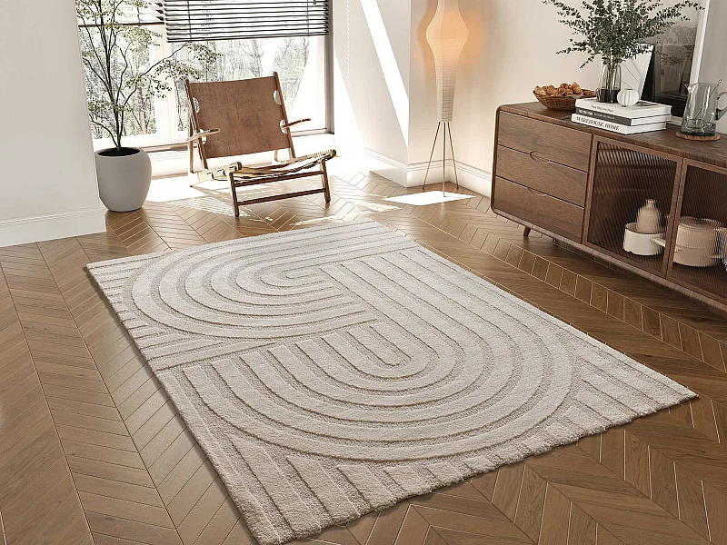 Tapis intérieur - scandinave - blanc - 80 x 150 cm - SNOWY