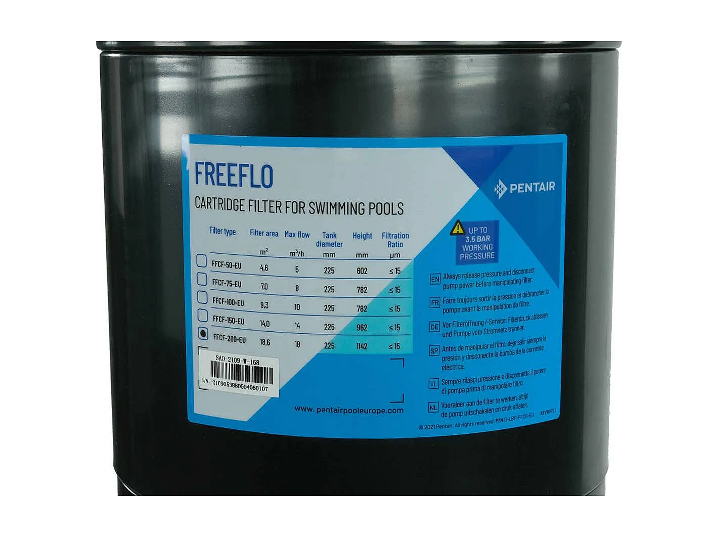 Filtre à cartouche FreeFlo 18 m³/h - Pentair