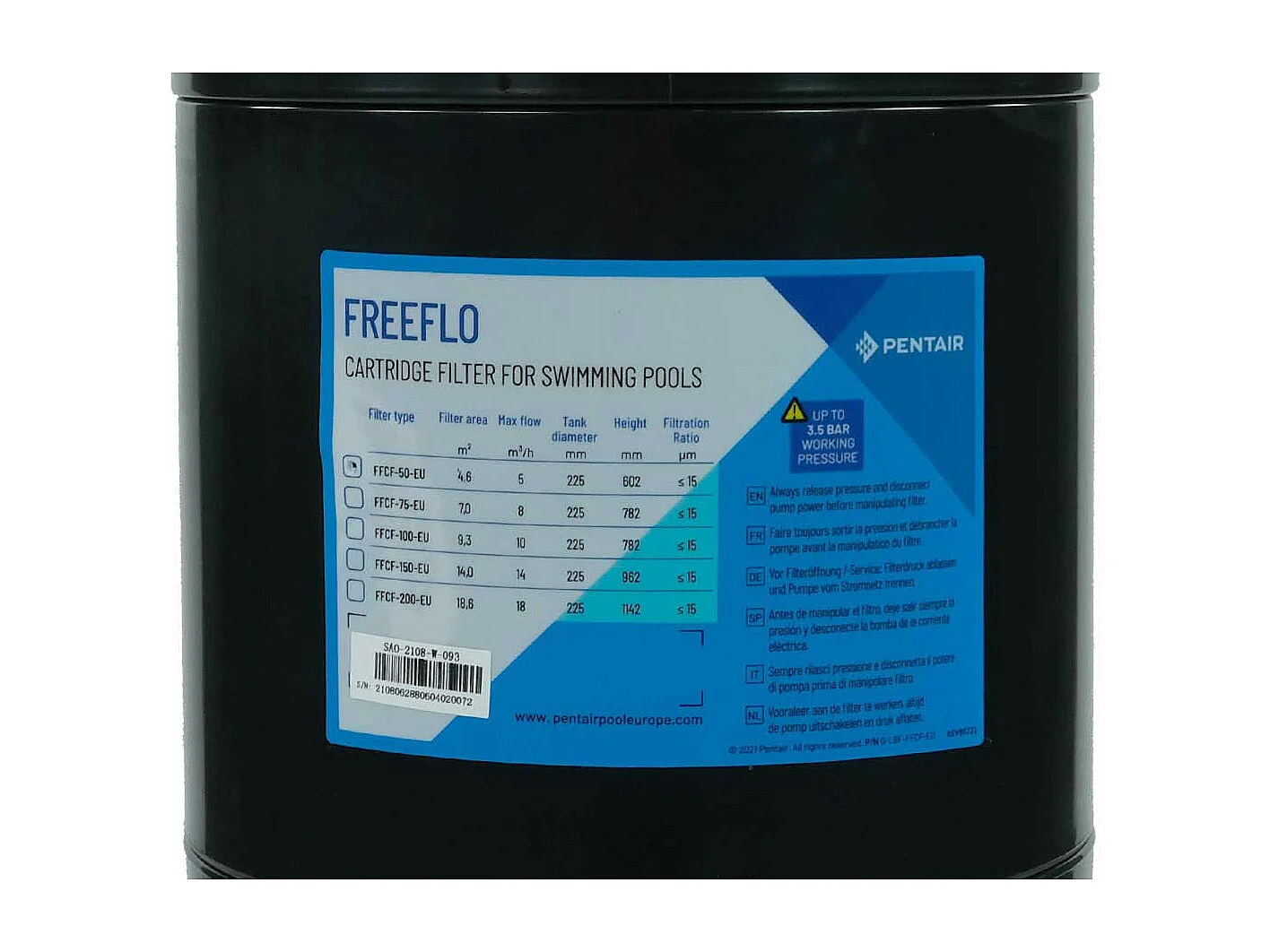 Filtre à cartouche FreeFlo 5 m³/h - Pentair