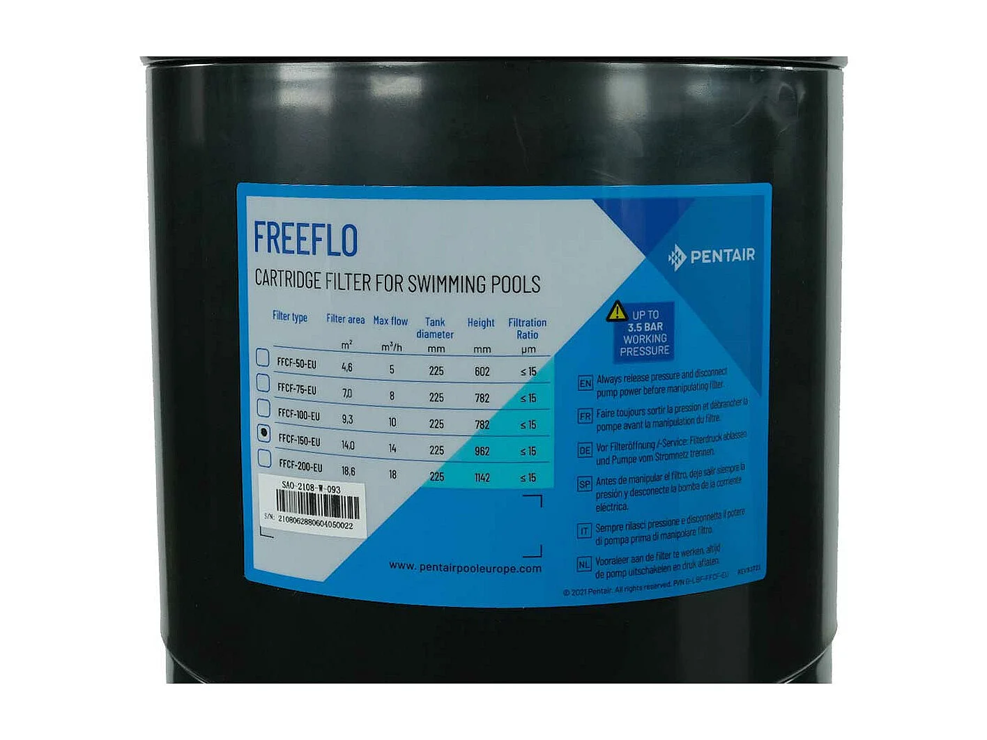 Filtre à cartouche FreeFlo 14 m³/h - Pentair