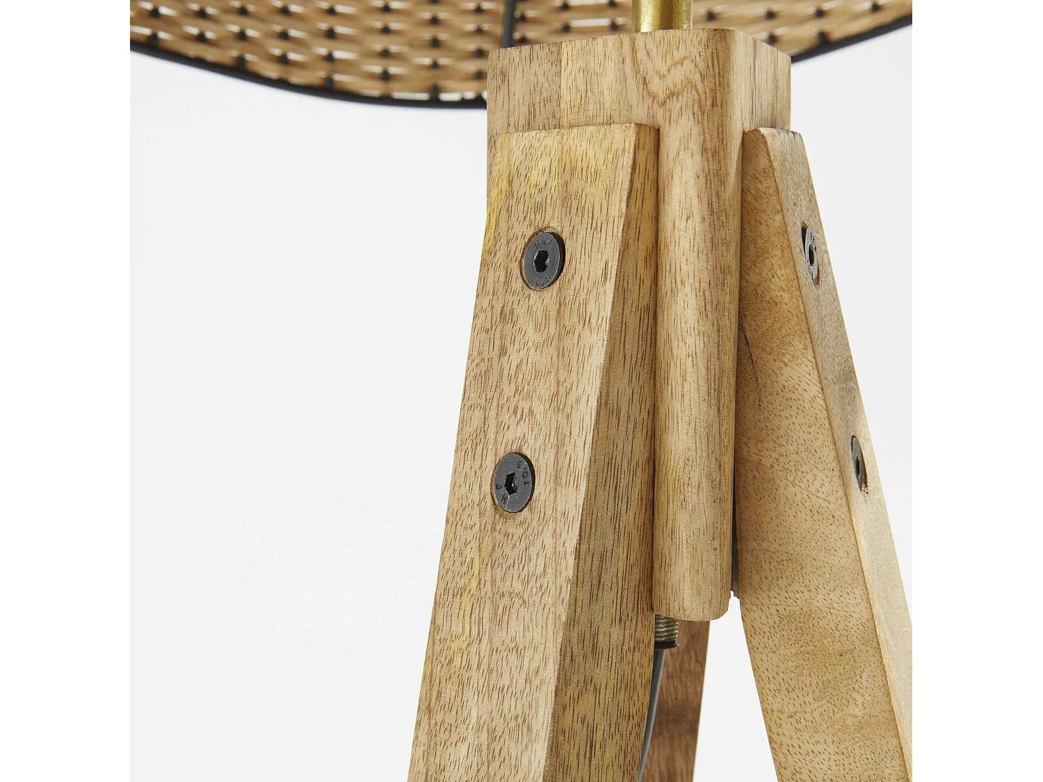 Lampadaire en manguier massif et rotin