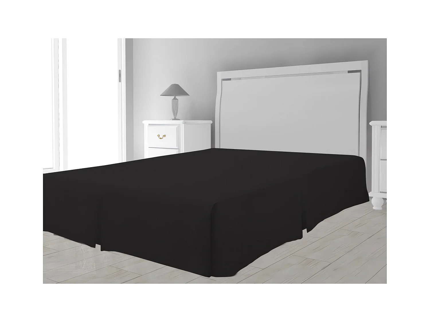 Cache sommier microfibre 160x200 cm noir