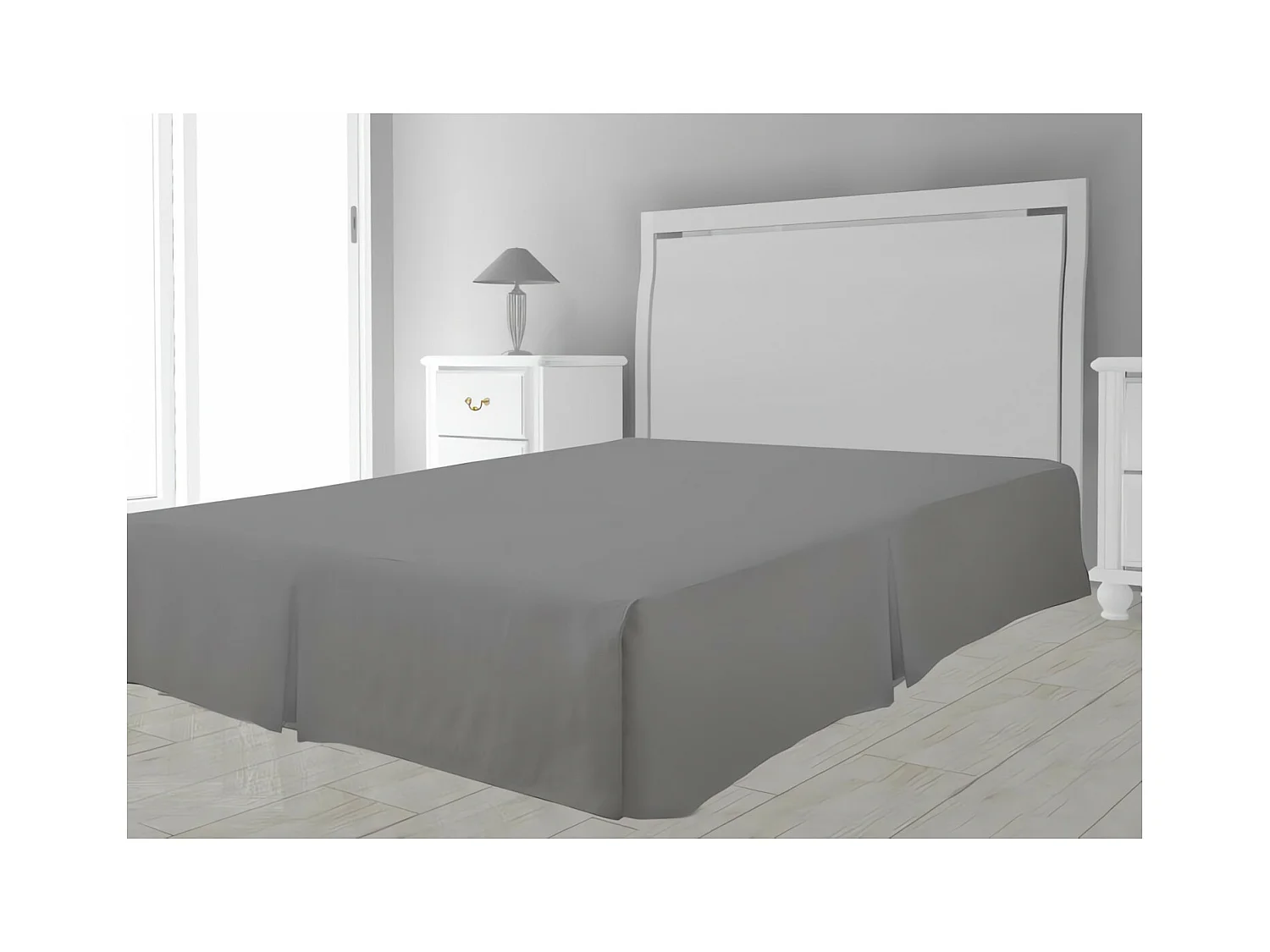 Cache sommier microfibre 180x200 cm gris, par Soleil d'Ocre