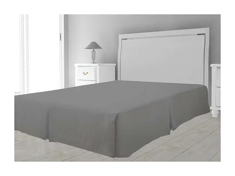 Cache sommier microfibre 140x190 cm gris