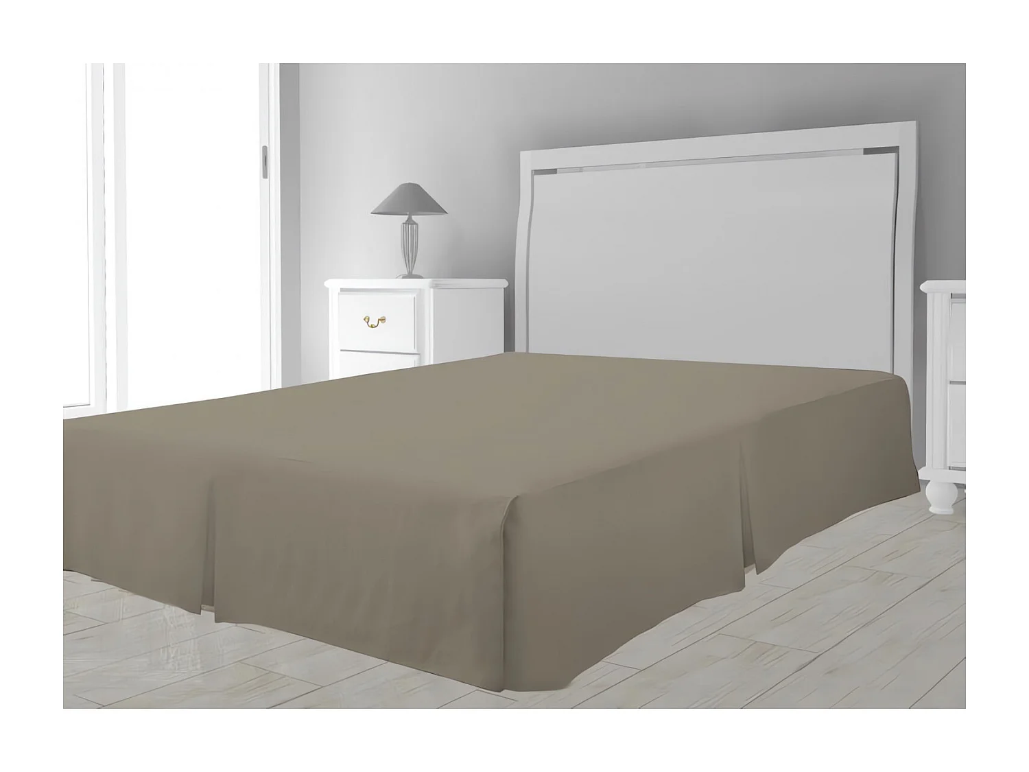 Cache sommier microfibre 160x200 cm taupe