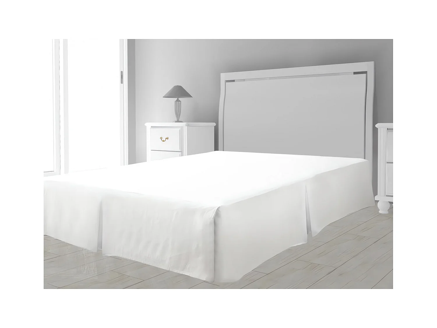 Cache sommier microfibre Blanc 180x200 cm, par Soleil d'Ocre