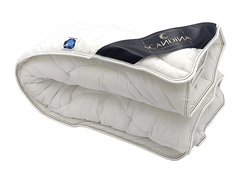 Couette blanche 240x220 cm COTON BIO, par Scandina. Fabrication française.