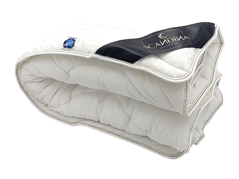 Edredón nórdico blanco de 240 x 220 cm, de algodón orgánico, de Scandina. Fabricado en Francia.